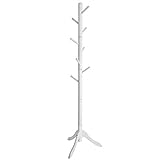 VASAGLE Appendiabiti in legno, appendiabiti con 8 ganci, a forma di albero, regolabile in 3 altezze,...