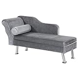 homcom Chaise Longue Imbottita in Stile Vintage, Poltrona Letto con Cuscino Incluso, in Metallo e...