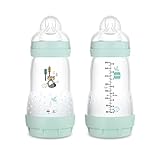 Mam Easy Start Biberon, Set Di Due Biberon Anticolica Base Ventilata, 2+ Mesi, 260 Ml, Azzurro,...