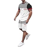 WWricotta Tuta da uomo a maniche corte + pantaloncini - Stampa Moda Tuta completi running uomo Tute...
