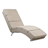 CASARIA Relax Lounger XXL London 186x89x55cm Tessuto Soggiorno Ufficio Indoor Chaise Longue Beige