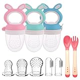 3pcs Ciucci per Frutta per Neonati Alimentatore per Frutta Anti-Soffocamento Senza BPA per Neonati +...