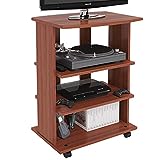 Bakaji Mobile TV in Legno MDF con 3 Ripiani Porta Console Videogiochi DVD e 4 Ruote Mobiletto...