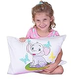 kinder Fluff Cuscino bebè con federa design elefante, federa in morbido cotone 100%, imbottitura in...