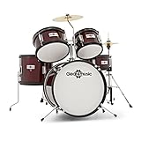 Junior 5 Piece Drum Kit for Kids Age 5-10 by Gear4music Wine Red