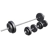 Gorilla Sports® Set Bilanciere e Dischi - 60kg, 100kg o 130kg, Ø 30 mm, Barra 170cm, con Chiusure,...