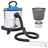 Aspiracenere professionale 1200 W 20 L in Acciaio Inox con 1,5 m tubo in metallo flessibile e 23 cm...