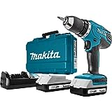 Makita HP457DWE - Trapano avvitatore a percussione, a batteria Li-ion, 1.5 Ah, 18V, Nero, Blu, 1/2...