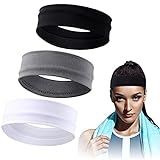 SIDQHICAC 3 fasce elastiche sportive yoga cotone fasce per capelli in colori misti per allenamento...