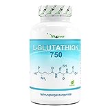 L-Glutatione con 750 mg per capsula - Premium: Glutatione ridotto e bioattivo da fermentazione - 60...