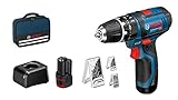 Bosch Professional Sistema 12V Trapano Avvitatore con Percussione GSB 12V-15 (incl. batteria 2x2,0...