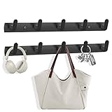 TINIFO Appendiabiti da Parete, 2Pcs Attaccapanni da Muro Alluminio Nero Opaco Moderno Design, Gancio...