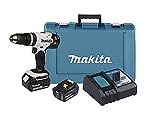 Makita DHP453RFEW - Trapano avvitatore a percussione a batteria, 18 V/3,0 Ah, 2 batterie +...