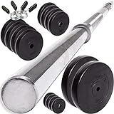 - C.P. Sports, Set di manubri lunghi da 30 mm, con bilanciere da 200 cm, in plastica, 68 kg, 68 kg...