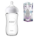 Philips Avent Biberon Natural anti-colica in vetro, 240ml, Trasparente, SCF053/17