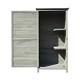 Armadio da giardino in legno 69,5x52x142 cm Con porta a battente e tetto piatto isolato con bitume