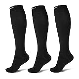 QXURkut 3 Paia Calze Compressione Nero, 15-20mmHg Elastiche Sportive Compression Socks per Uomo...