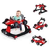 COSTWAY Girello per bambini 3 in 1, Girello Pieghevole con Altezza e Velocità Regolabili, Carillon...