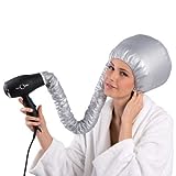 Bonnet Casco per Asciugatura Cuffia Asciugacapelli con Elastico per Attacco a Phon, Grigio