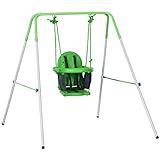 Outsunny Altalena per Bambini 6-36 Mesi da Giardino e Salotto in Acciaio e PE con Seggiolino e...