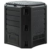 COMPOSTADOR ORGÁNICO PARA ABONO 380L NEGRO 72X72X83 CM