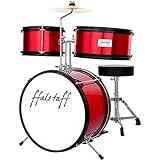 Batteria acustica junior 3 pezzi per bambini modello baby con tamburo, grancassa, tom, pedale,...