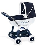 Smoby - Carrozzina Baby Blu, 7600251181, + 3 Anni, con Cappottina Reclinabile