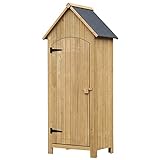 Outsunny Casetta in Legno da Giardino con Anta, Armadio da Esterno Porta Attrezzi da Giardino con 3...