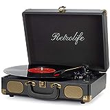 Giradischi Bluetooth 3-Velocità 33/45/78 Giri, Stereo Portatile Vintage Giradischi in Vinile con...