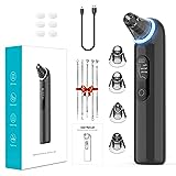 Aspira punti neri, pulizia viso professionale con display LED 4 sonde 3 modalità, Blu, Nero chiaro