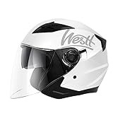 Westt Casco jet con visiera e parasole, casco moto donna uomo, casco scooter ciclomotore chop moto a...