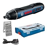 Bosch Professional Cacciavite cordless Bosch GO, nero/blu, incl. set di 25 pezzi, cavo di ricarica...
