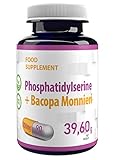 Fosfatidilserina + Bacopa Monnieri 250mg 90 capsule vegane, Testato in Laboratorio, Alta forza...