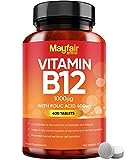 Vitamina B12 con Acido Folico - Compresse da 1000mcg - Integratore per Vegetariani e Vegani - Senza...