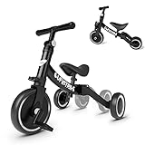 besrey Tricicli 5 in 1 per Bambini da 1 a 4 Anni,Bicicletta Senza Pedali,Nero