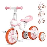 KORIMEFA Tricicli 4 in 1 Triciclo per Bambini per 2-4 Anni Bicicletta Senza Pedali da Pedale...