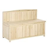 Outsunny Panca Contenitore da Esterno in Legno di Abete Naturale con Schienale per Giardino e...
