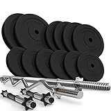 Set Bilancieri e Manubri con Pesi - 45/75/105/125 kg, Barra Lunga (165 cm, Ø30 mm), Bilanciere EZ...