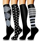 ACTINPUT 4 Paia Calze a Compressione Graduata Donna Uomo, Calze Elastiche Sportive per Sport...
