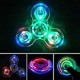 IREENUO Crystal Led Light Fidget Spinner Giocattolo Mano Tri Spinner Singolo Dito Cuscinetti Rapidi...