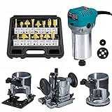 Rifilatore Fresatrice Verticale Multifunzione 710W Power Router Trimmer, Rifilatrice con 3 base +...