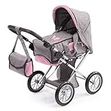 Bayer Design 13633AA City Star, carrozzina per bambole con borsa, pieghevole, colori: grigio, rosa...