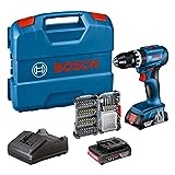 Bosch Professional Trapano avvitatore a percussione a batteria GSB 18V-45, velocità di rotazione...