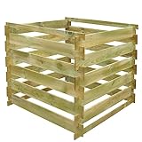 vidaXL Compostiera Giardino Doghe Quadrata 0,54mc Rifiuti Compost Contenitore per Compost Box...