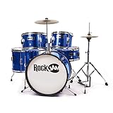 Rockjam Completa con tamburo junior a 5 pezzi con piatti, bacchette, trono regolabili e accessori -...