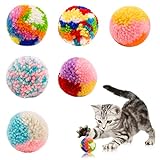 6 Pezzo Giochi per Gatti Colorati, Palline Giochi Gatto Interattivo in Peluche Resistente,Giocattoli...