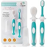 Set di Spazzolini per Bambini (3-24 mesi) - BPA Free - Spazzolino Bambini da Dito, Training Brush &...