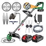 Decespugliatore 3 in 1 Tagliabordi con 24V Batteria Elettrico Senza Filo con 3 Tipi di Lame 90°...