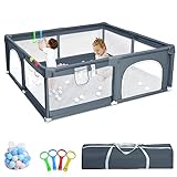 Box per Bambini, 150x180cm Recinto per Bambini con Mesh Traspirante, Pieghevole Protezione...