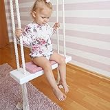Altalena da 50 kg per interni e bambini, altalena in legno con morbida imbottitura, regolabile in...